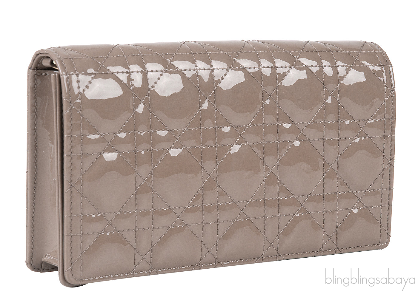 Lady Dior Pouch Warm Taupe Patent Cannage
