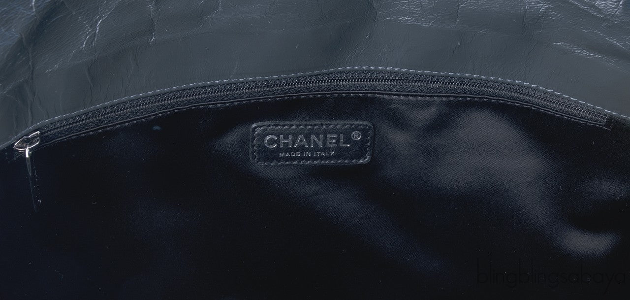 Large Grey Twisted Flap Bag