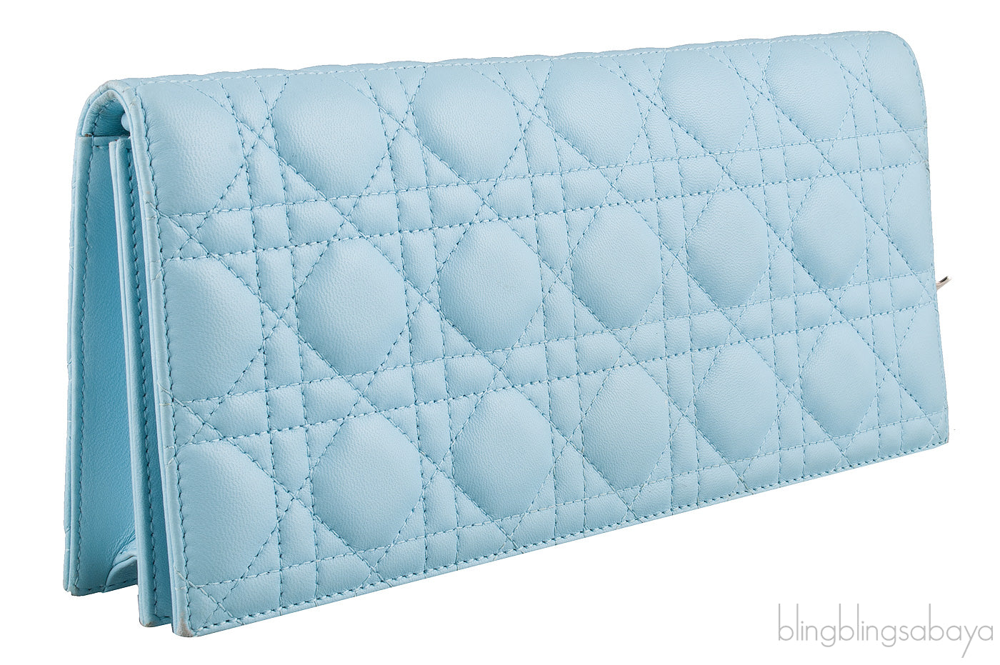 Light Blue Quilted Cannage Clutch