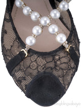 Mesh & Pearl Slingback Sandals*