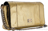 Metallic Gold Snakeskin Flap Bag