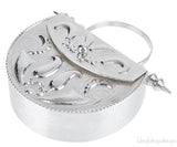 Silver Palmette Oval Minaudiere Clutch