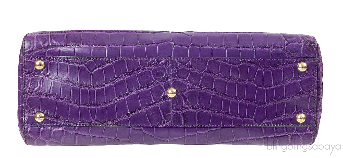 Fendi Purple Crocodile Medium Peekaboo GHW