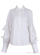 White Cut-out Long Sleeve Shirt