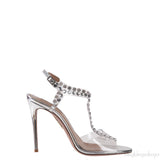 PVC T-strap Crystal Sandals
