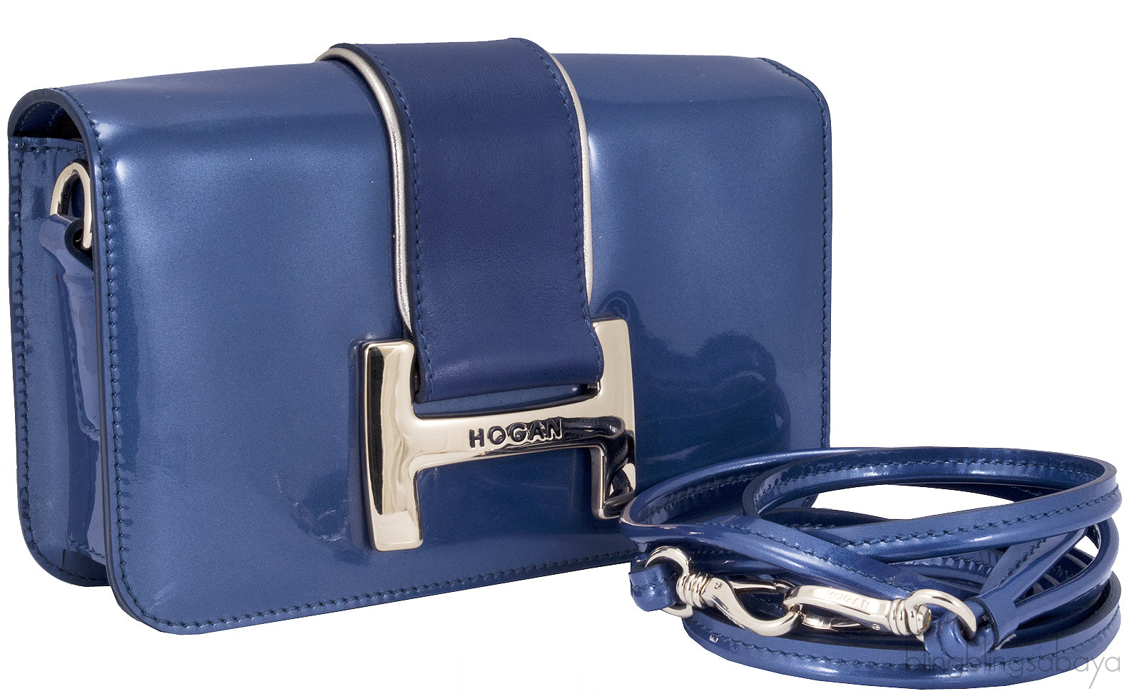 Navy Blue Patent Cross-body Bag
