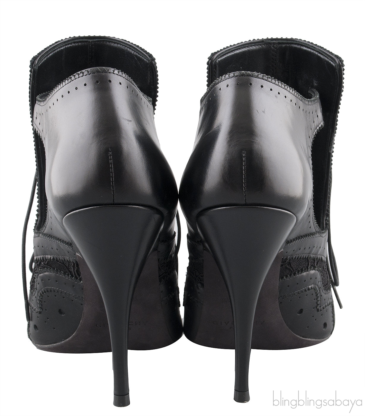 Black Lace Up Pointed Toe Booties