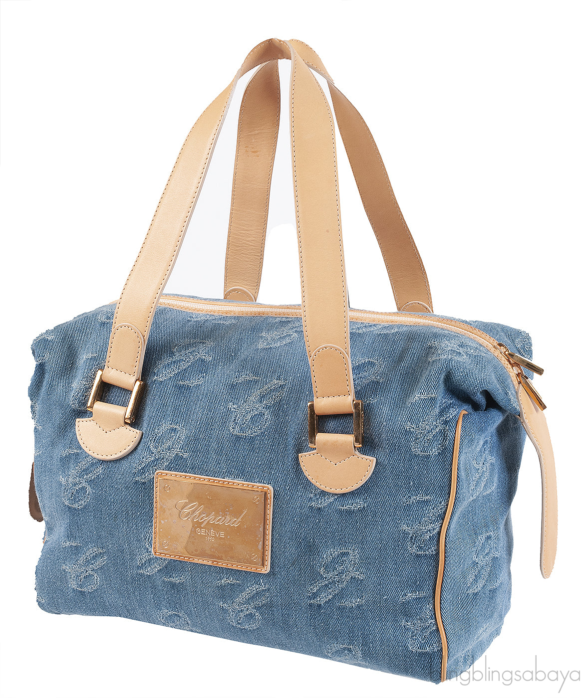 Chopard Blue Denim Distressed Logo Shoulder Bag