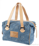 Chopard Blue Denim Distressed Logo Shoulder Bag