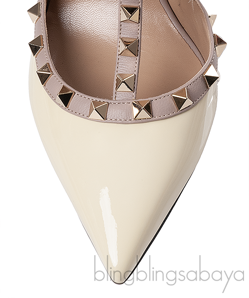Valentino Garavani Rockstud Ankle Strap Beige Nude Slingback Heels