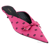 Silk BB Pink Knife Pointed Toe Mules