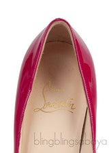 Raspberry Patent Peep Toe Heels