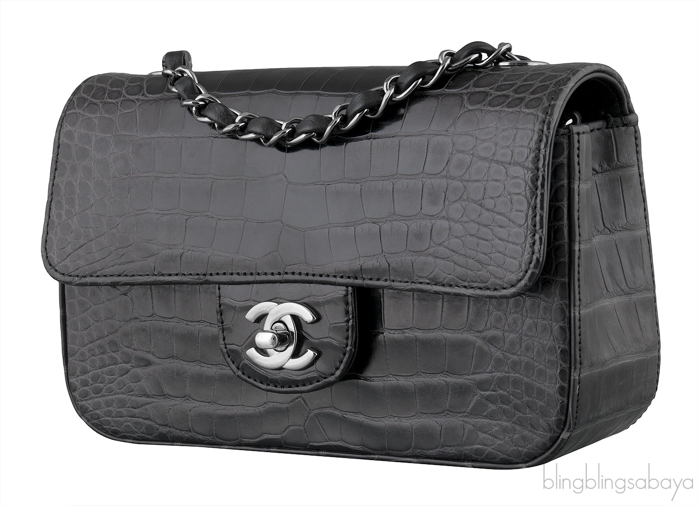 Dark Grey Crocodile Mini Bag