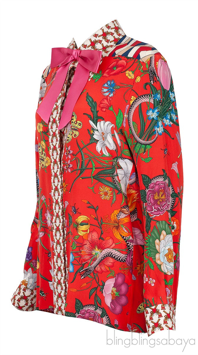 Pink Bow Multicolor Printed Shirt