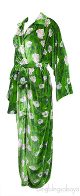 Green Gisou Floral Print Velvet Maxi Dress