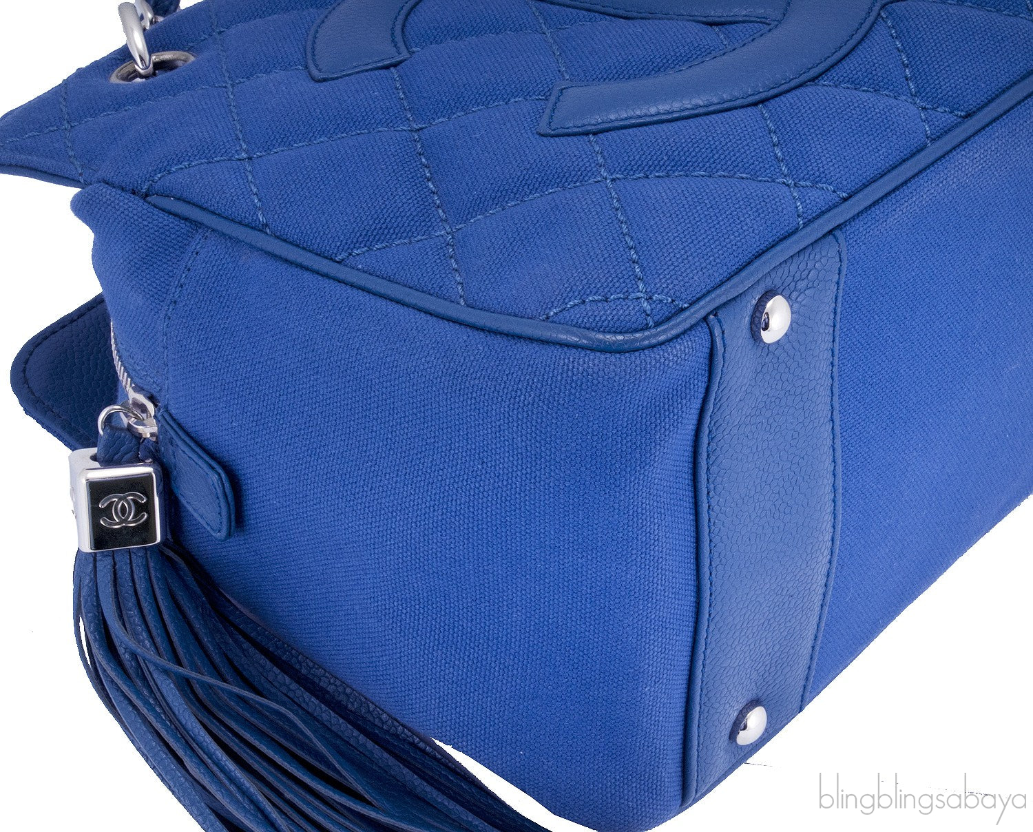 CC Denim Quilted Tassel Handbag