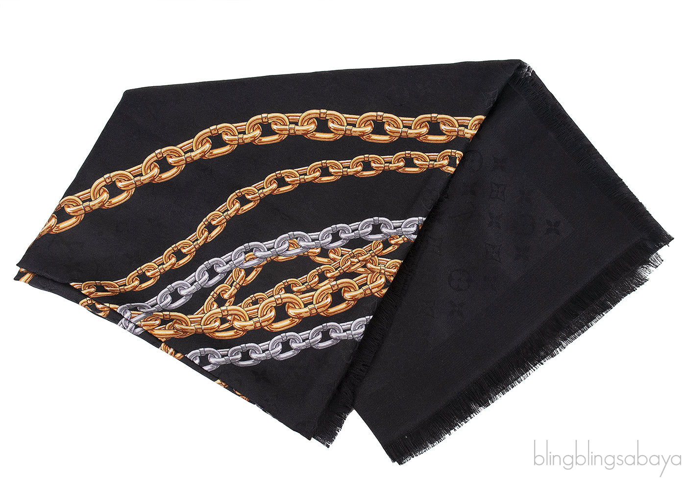 Black Chain Links Monogram Scarf