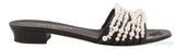 Black / Ivory Pearl Flat Mule