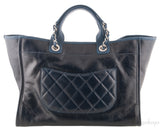 Deauville Large Blue Leather Tote