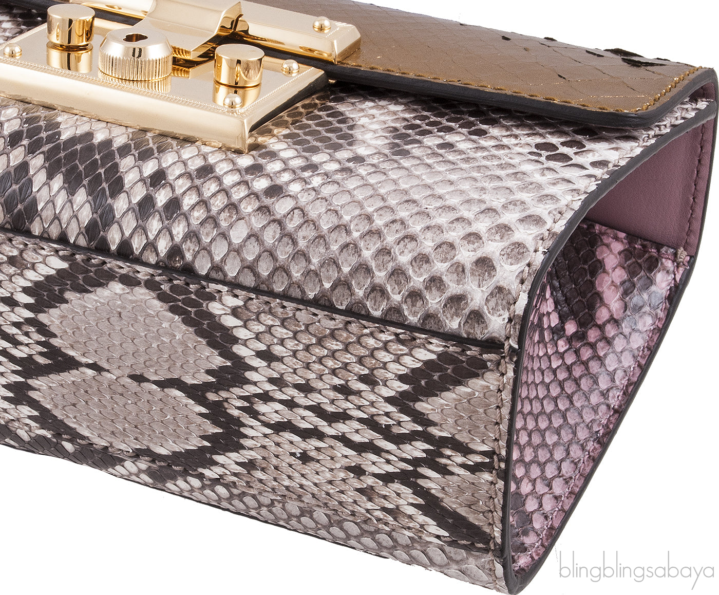 Padlock Metallic Python Shoulder Bag