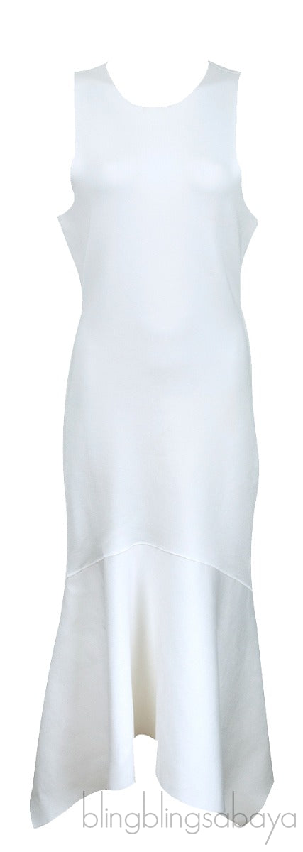White Sleeveless Asymmetrical Hem Dress