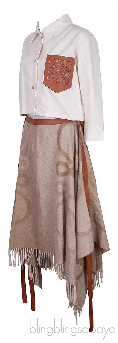 White Denim Cotton Jacket & Anagram Blanket Skirt