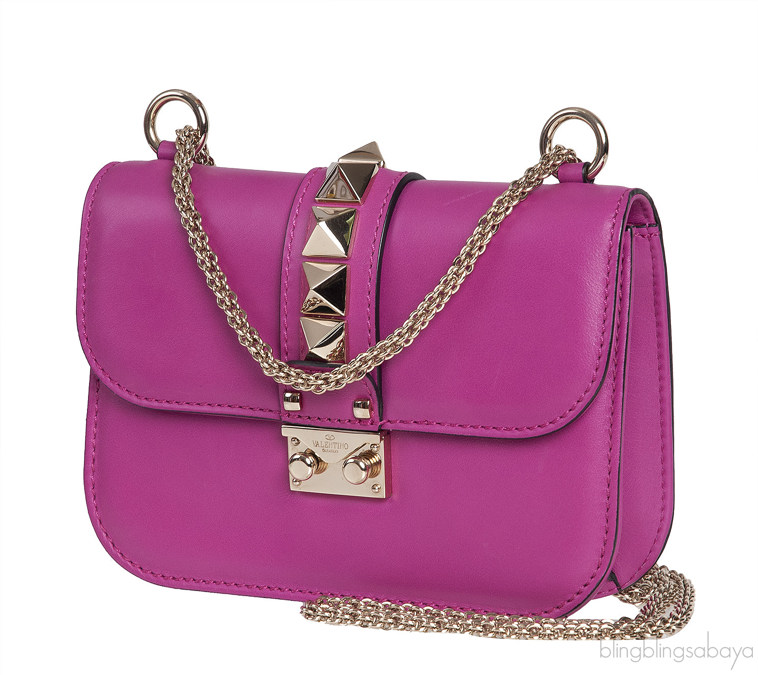 Fuchsia Rockstud Glam Shoulder Bag