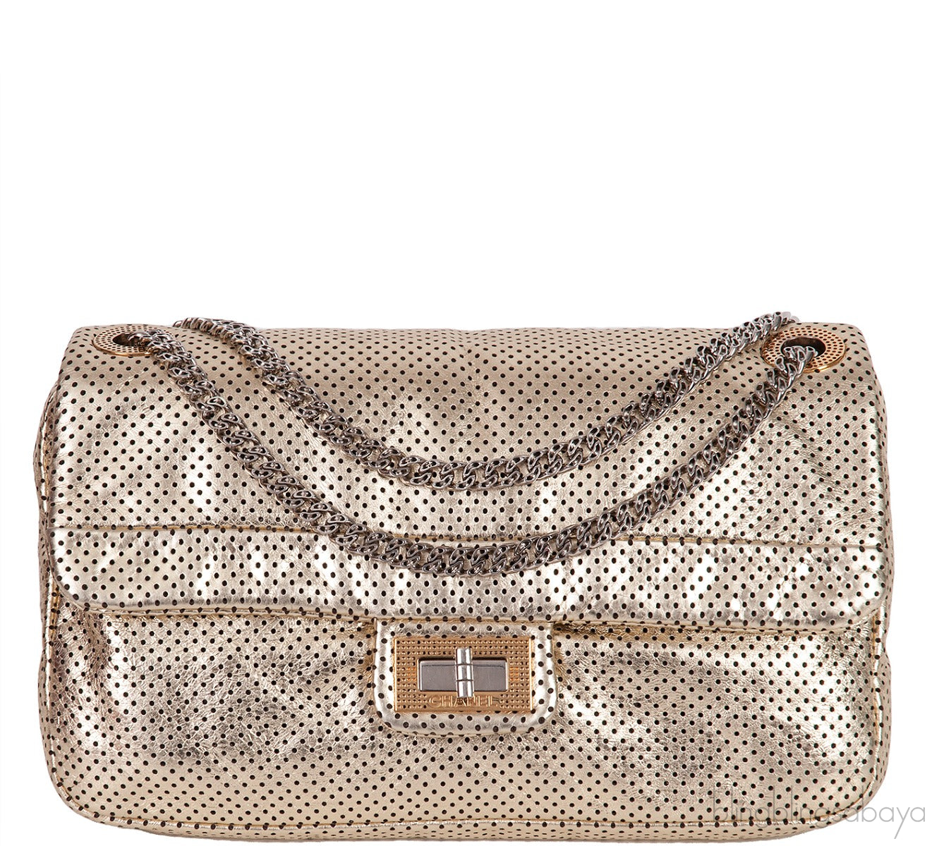 Metallic Gold Perforated Drill Flap Bag