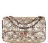 Metallic Gold Perforated Drill Flap Bag