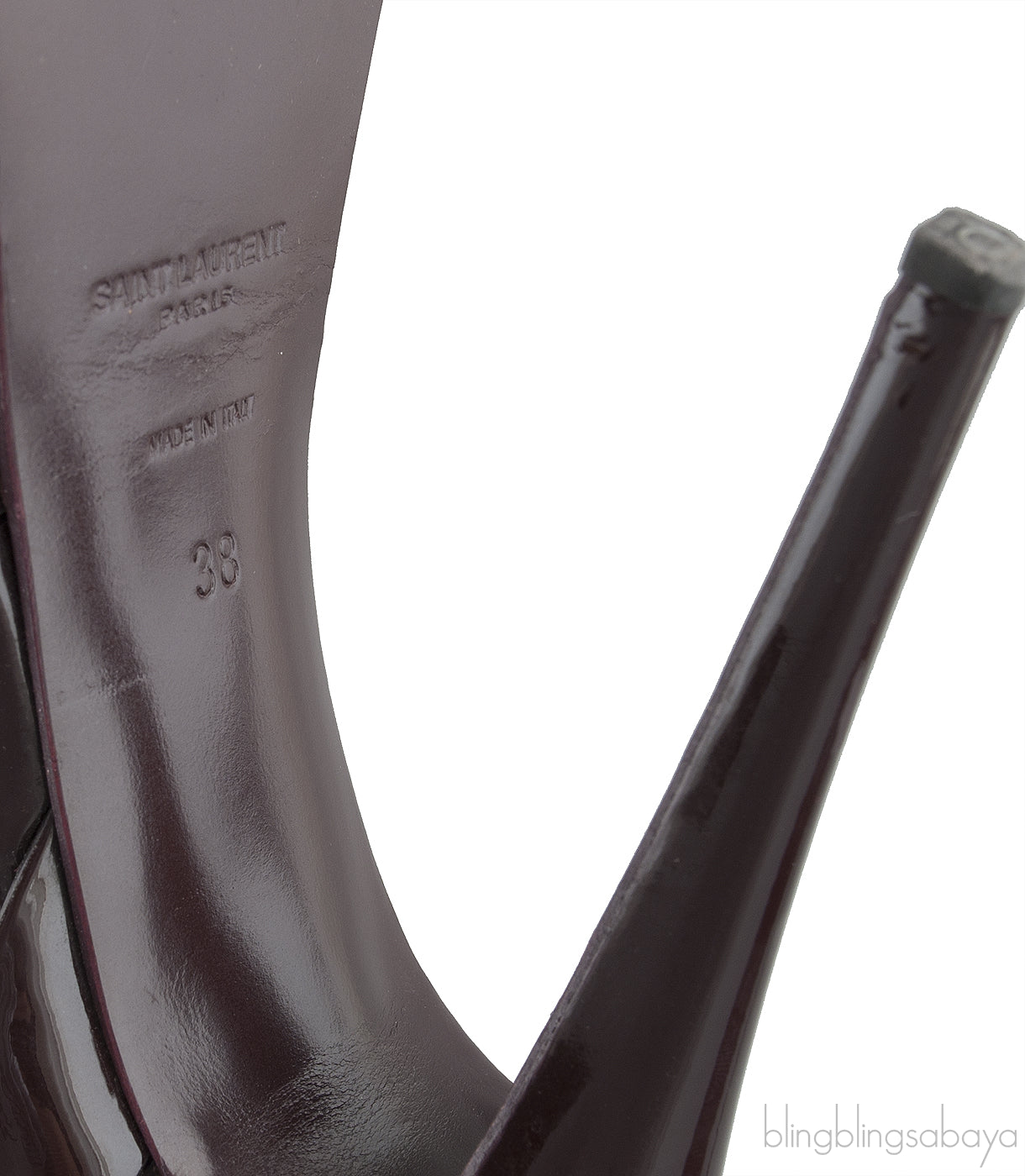 Yves Saint Laurent Tribute Burgundy Patent Sandals