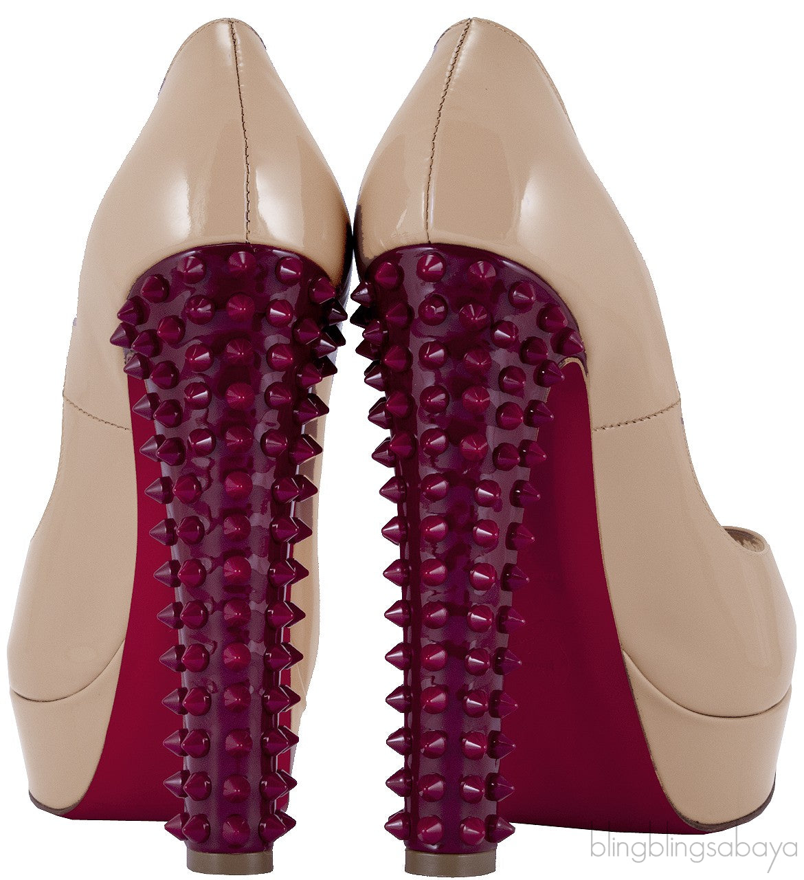 Babel Patent Peep Toe Spikes Pump