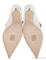 Jimmy Choo Bing White Glittery Crystal Embellished Mule 38