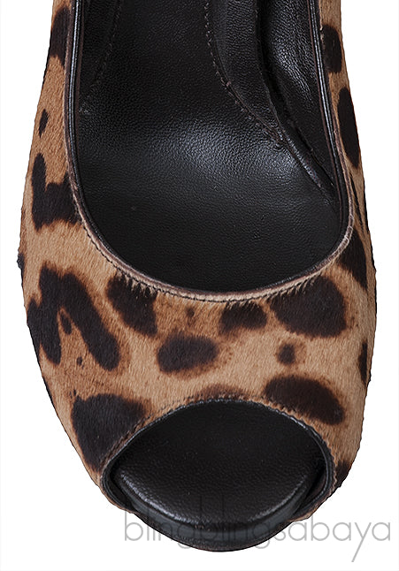 Leopard Pony Hair Peep Toe Pump