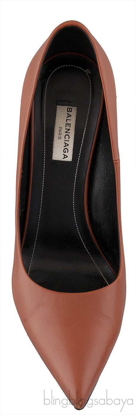 Brown Pointed Toe Braided Heels
