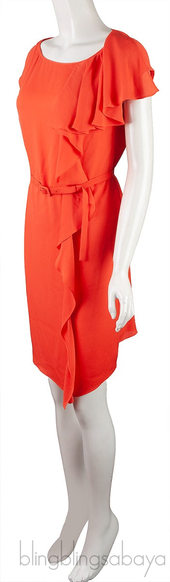Orange Ruffle Mini Dress