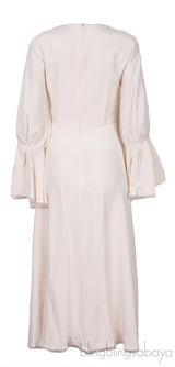 Off-white Gathered Sleeve Midi Dress