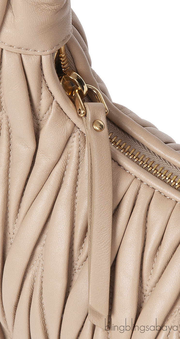 Miu Miu Beige Wander Matellase Nappa Handbag