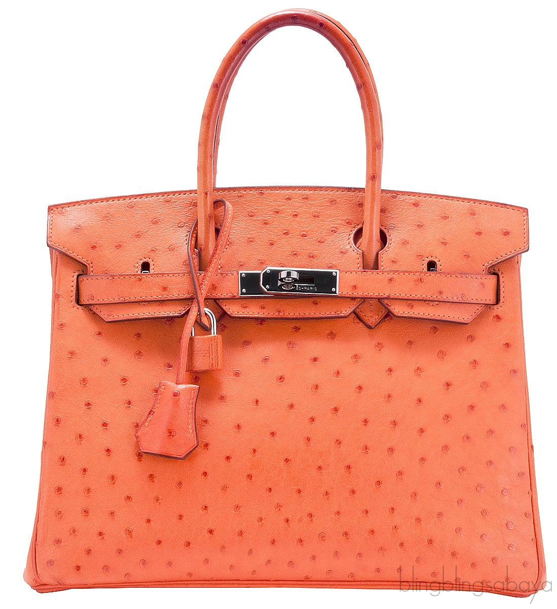 Birkin 30 Orange Ostrich PHW