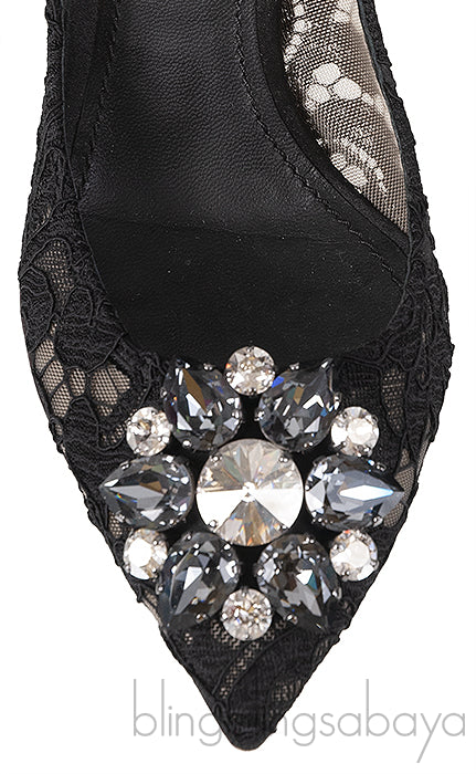 Belucci Taormina Black Lace Embellished Pumps