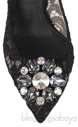 Belucci Taormina Black Lace Embellished Pumps