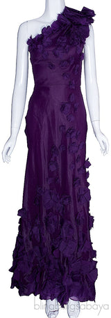 One Shoulder Purple Long Dress