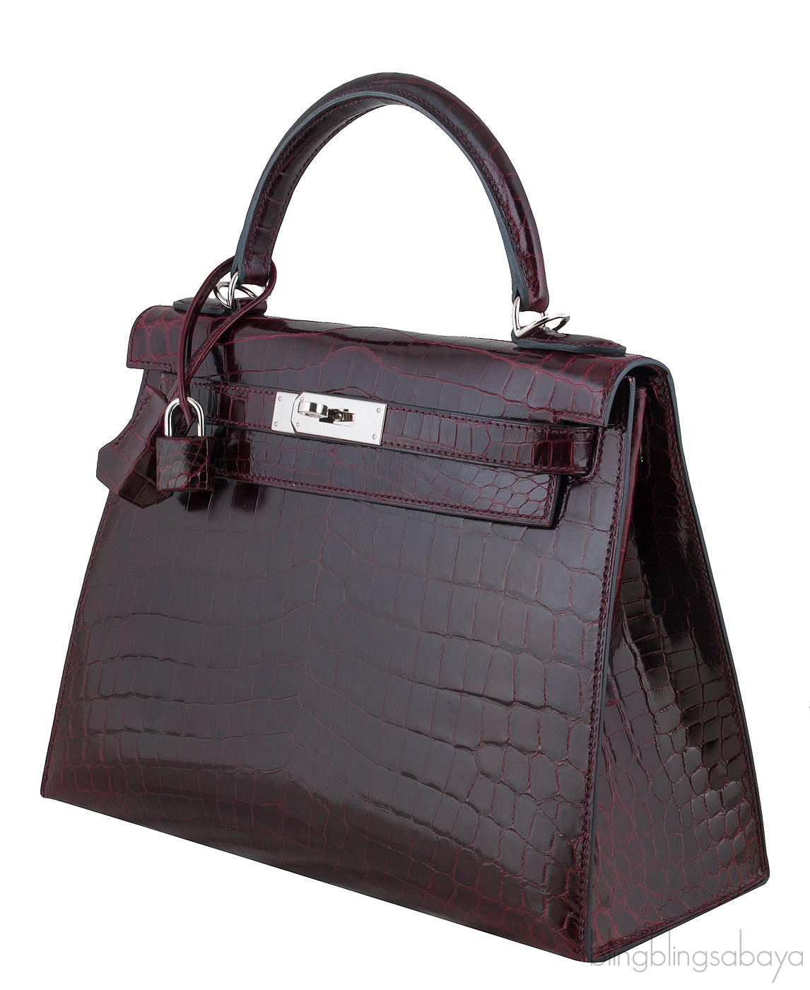 Kelly 28 Bordeaux Crocodile PHW