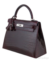 Kelly 28 Bordeaux Crocodile PHW