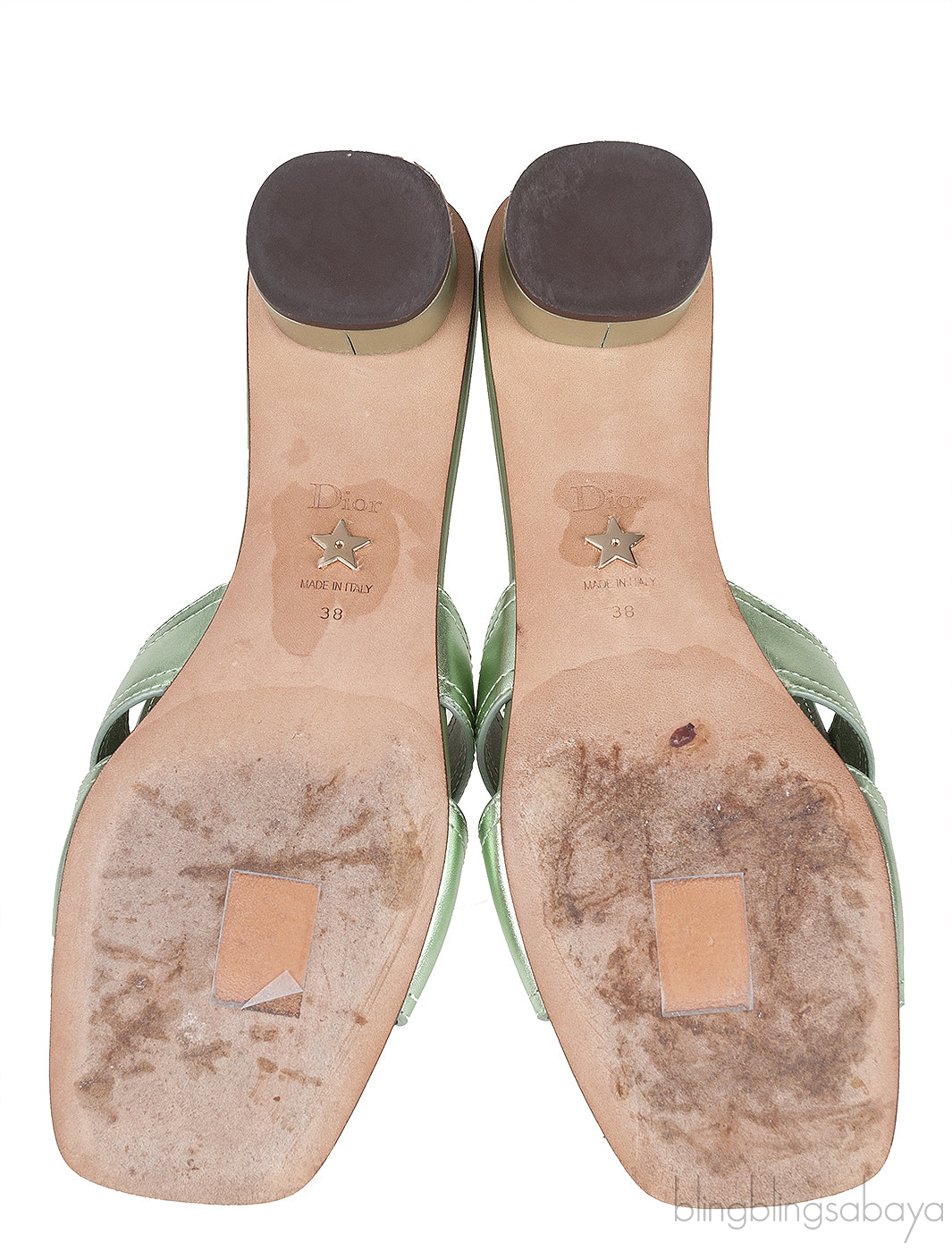 OR Montaigne Metallic Green Heels Slide