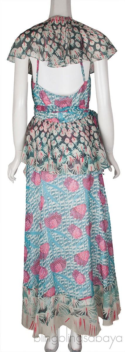 Green Ruflled Midi Wrap Dress