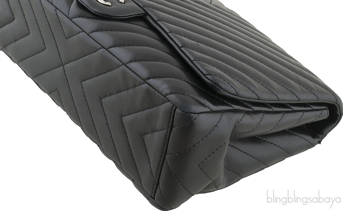 Black Chevron Maxi Flap Bag