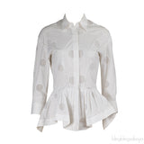 Alaia White Cotton Peplum Shirt