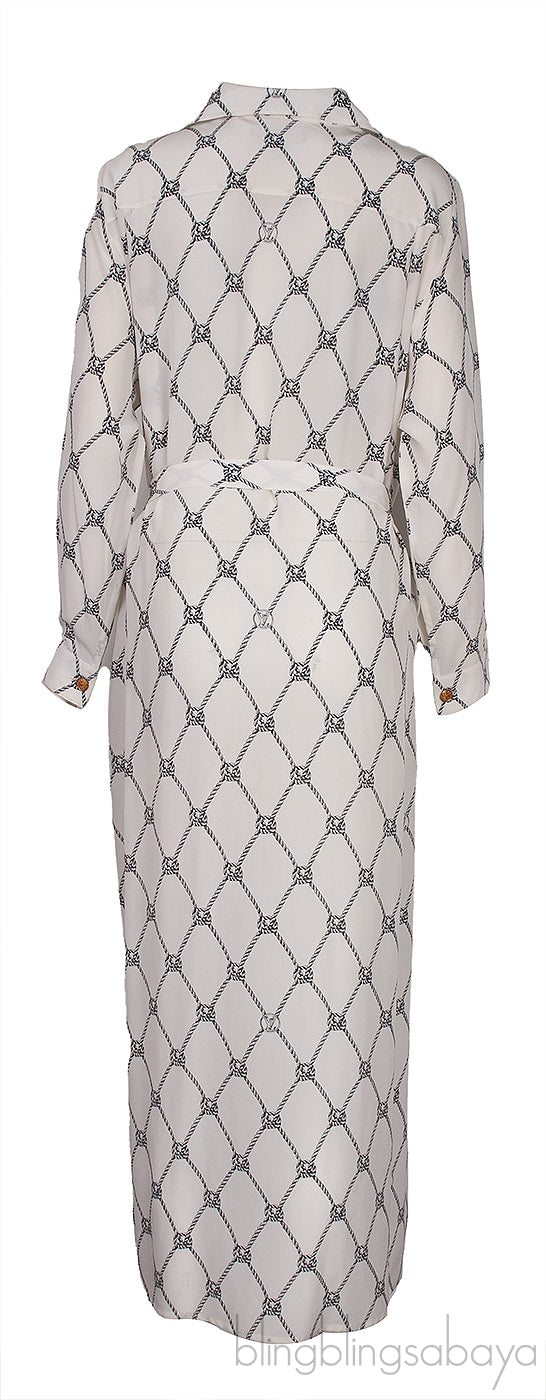 White Robe Printed Dress