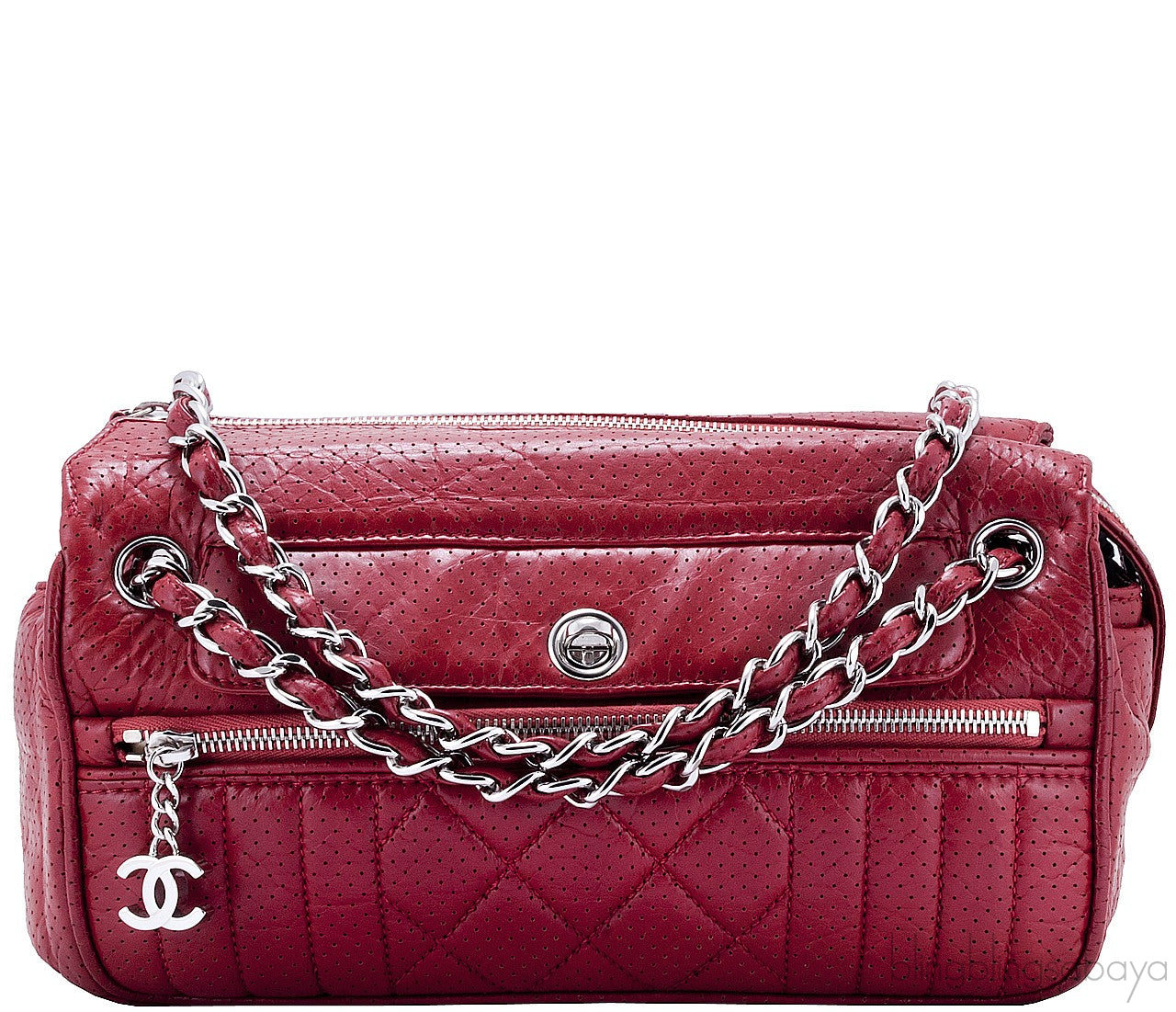 Red Perforated Shoulder Bag