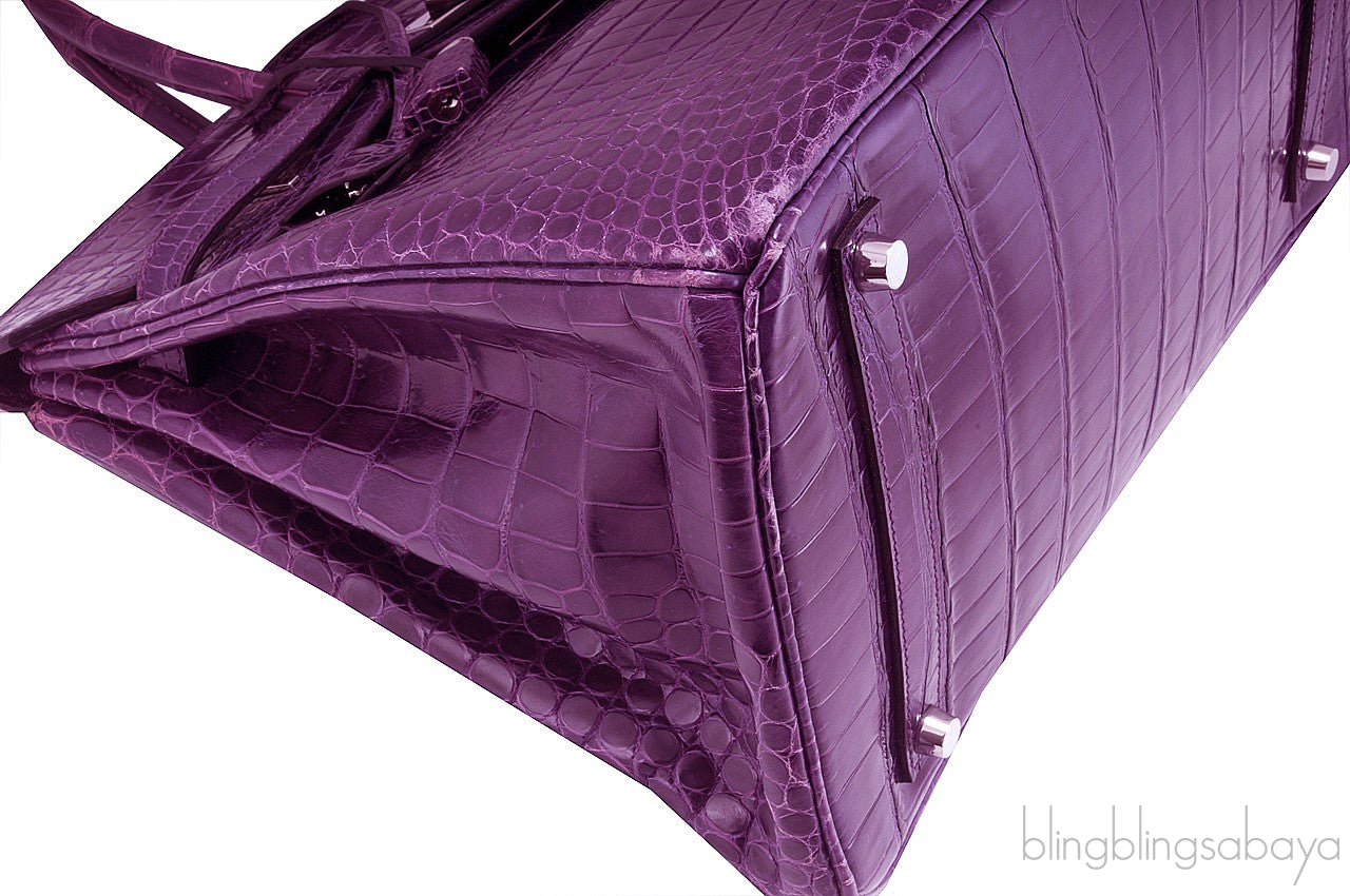 Birkin 35 Amethyst Porosus Crocodile